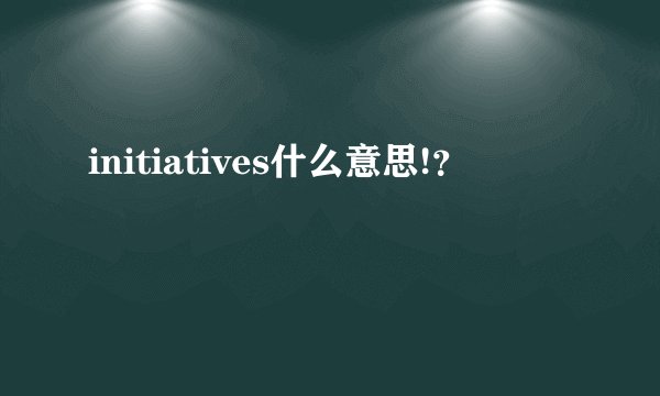 initiatives什么意思!?