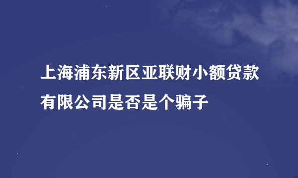 上海浦东新区亚联财小额贷款有限公司是否是个骗子