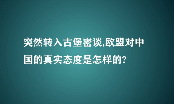 突然转入古堡密谈,欧盟对中国的真实态度是怎样的?