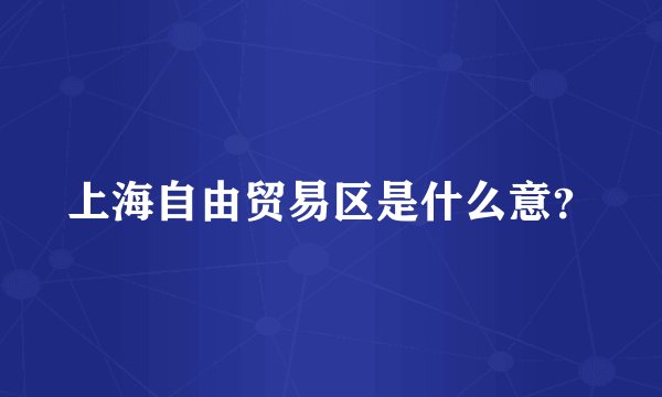 上海自由贸易区是什么意？