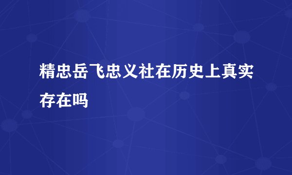 精忠岳飞忠义社在历史上真实存在吗