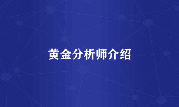 黄金分析师介绍