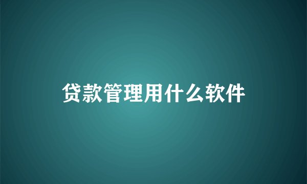 贷款管理用什么软件