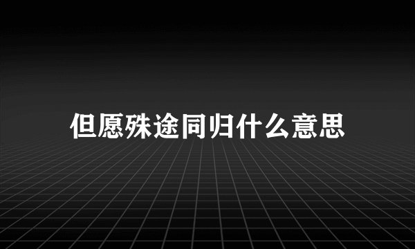 但愿殊途同归什么意思