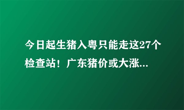 今日起生猪入粤只能走这27个检查站！广东猪价或大涨【勃林格特约·猪业视野】