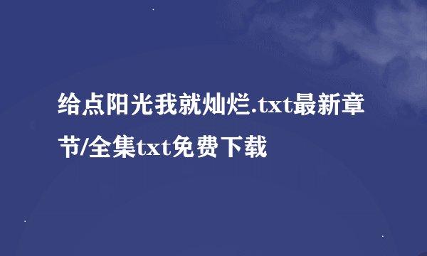 给点阳光我就灿烂.txt最新章节/全集txt免费下载