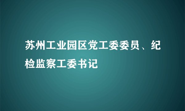 苏州工业园区党工委委员、纪检监察工委书记