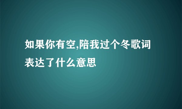 如果你有空,陪我过个冬歌词表达了什么意思