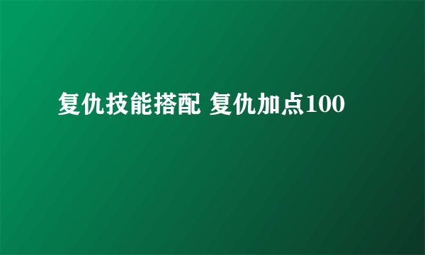 复仇技能搭配 复仇加点100