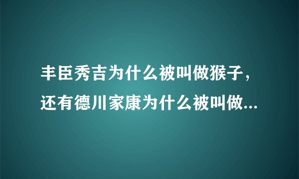 丰臣秀吉为什么被叫做猴子，还有德川家康为什么被叫做老乌龟？