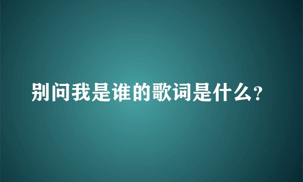 别问我是谁的歌词是什么？