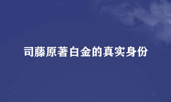 司藤原著白金的真实身份
