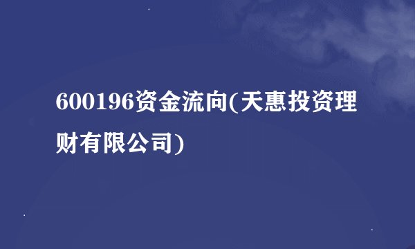 600196资金流向(天惠投资理财有限公司)