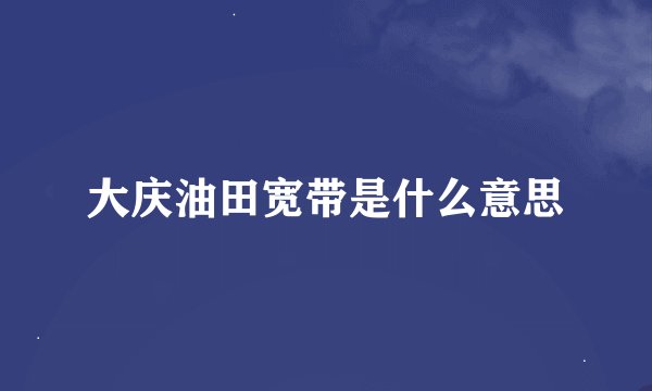 大庆油田宽带是什么意思