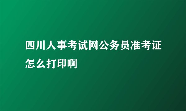 四川人事考试网公务员准考证怎么打印啊