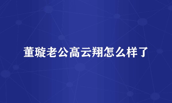 董璇老公高云翔怎么样了