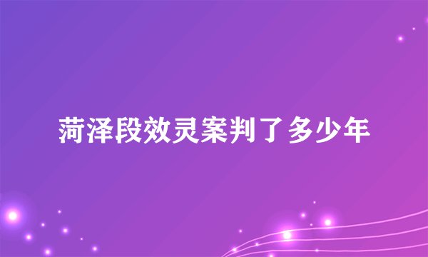 菏泽段效灵案判了多少年