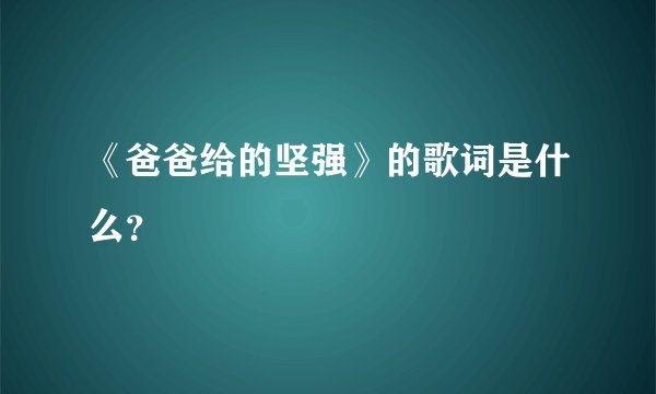 《爸爸给的坚强》的歌词是什么？