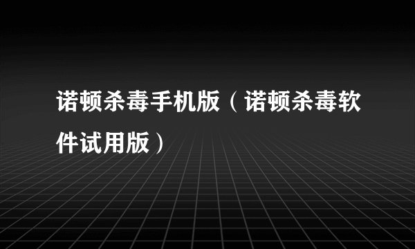 诺顿杀毒手机版（诺顿杀毒软件试用版）
