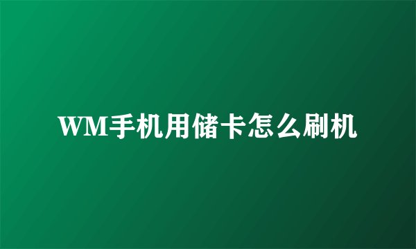 WM手机用储卡怎么刷机