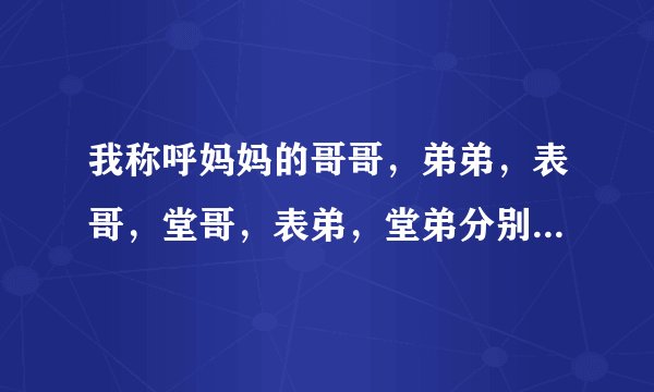 我称呼妈妈的哥哥，弟弟，表哥，堂哥，表弟，堂弟分别是什么？详细说明。