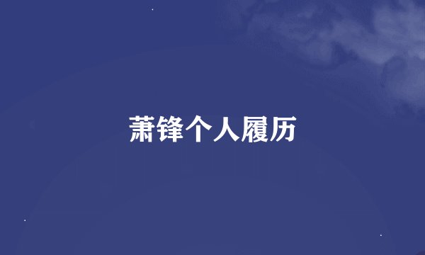 萧锋个人履历