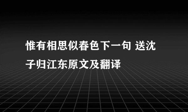 惟有相思似春色下一句 送沈子归江东原文及翻译