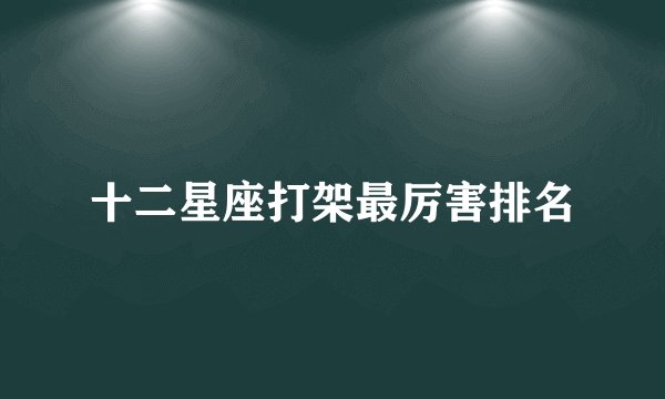 十二星座打架最厉害排名