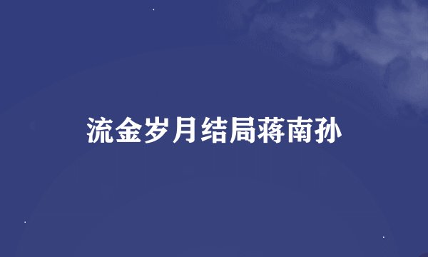 流金岁月结局蒋南孙