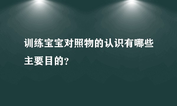 训练宝宝对照物的认识有哪些主要目的？