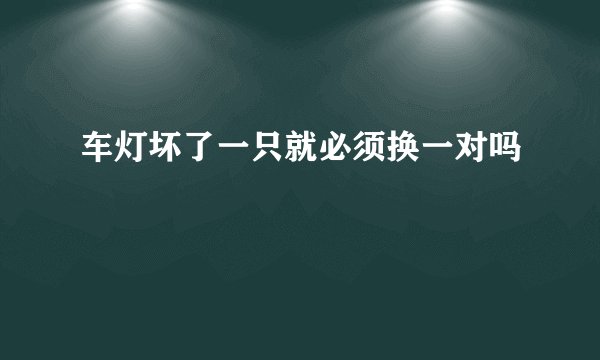 车灯坏了一只就必须换一对吗