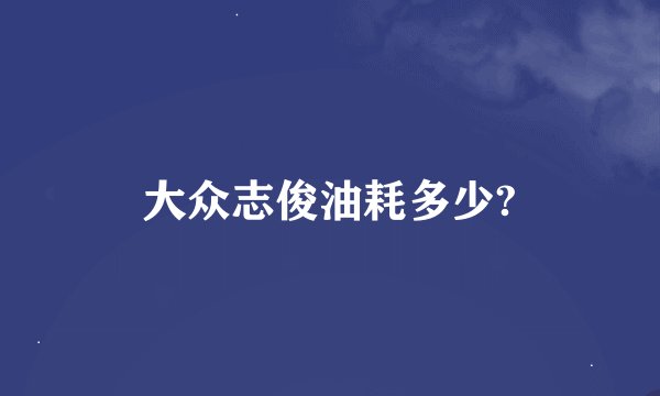 大众志俊油耗多少?