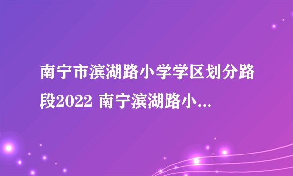 南宁市滨湖路小学学区划分路段2022 南宁滨湖路小学学区房划分