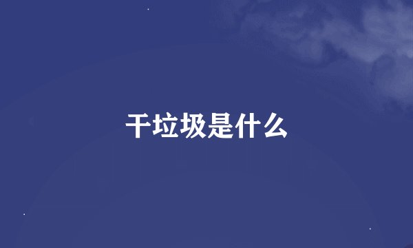干垃圾是什么