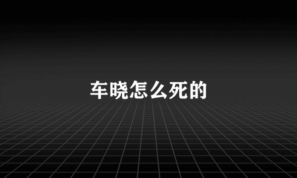 车晓怎么死的