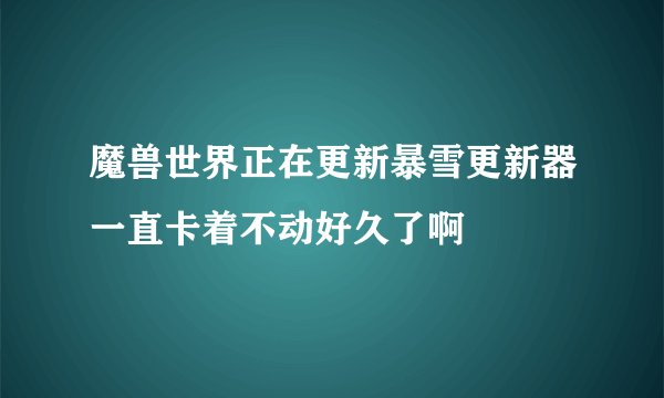魔兽世界正在更新暴雪更新器一直卡着不动好久了啊