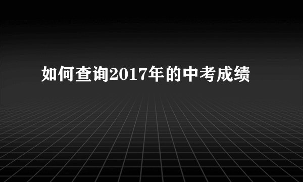 如何查询2017年的中考成绩