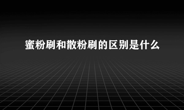 蜜粉刷和散粉刷的区别是什么