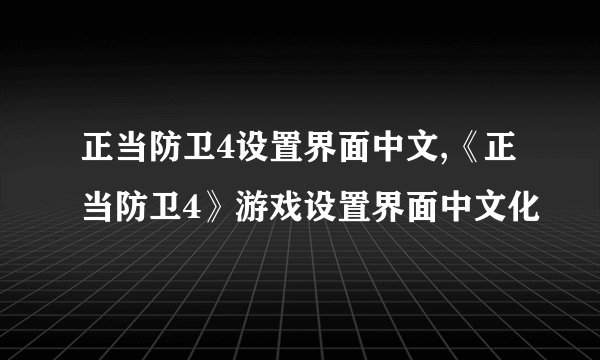 正当防卫4设置界面中文,《正当防卫4》游戏设置界面中文化