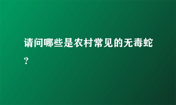 请问哪些是农村常见的无毒蛇？