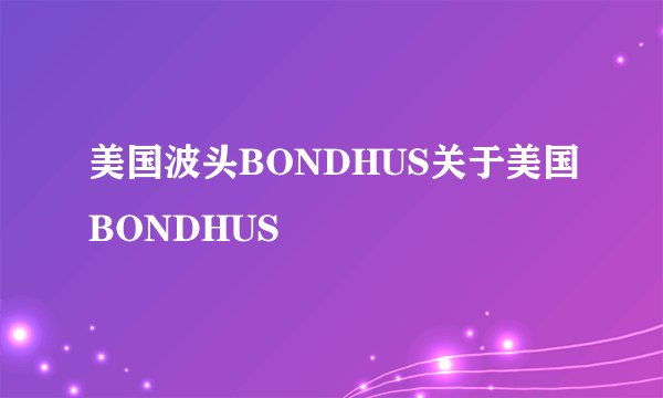 美国波头BONDHUS关于美国BONDHUS
