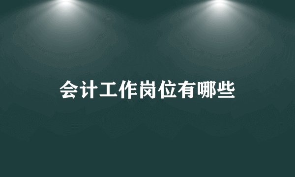 会计工作岗位有哪些