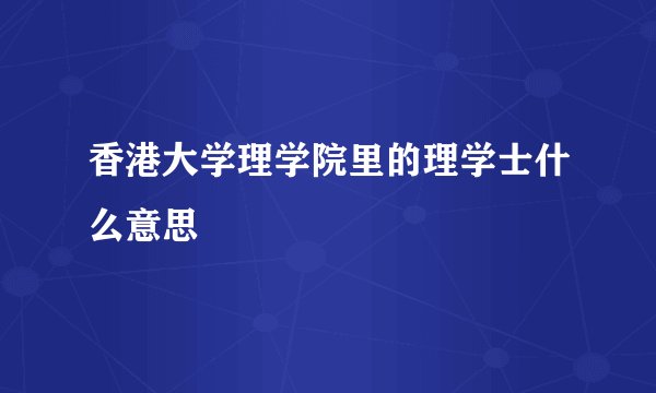 香港大学理学院里的理学士什么意思