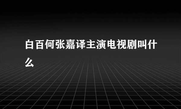 白百何张嘉译主演电视剧叫什么