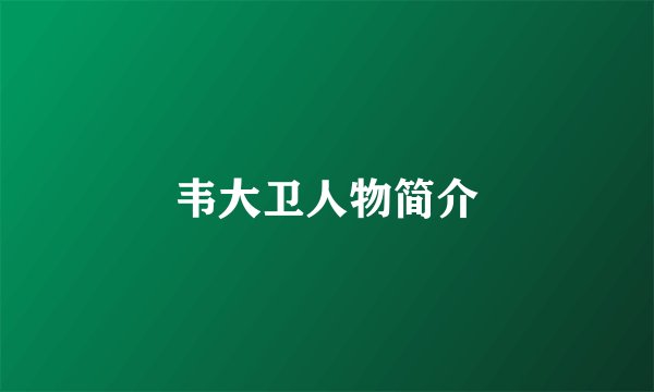 韦大卫人物简介
