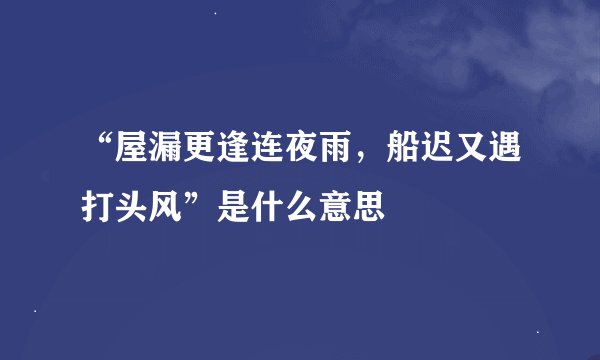 “屋漏更逢连夜雨，船迟又遇打头风”是什么意思