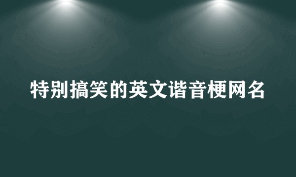 特别搞笑的英文谐音梗网名