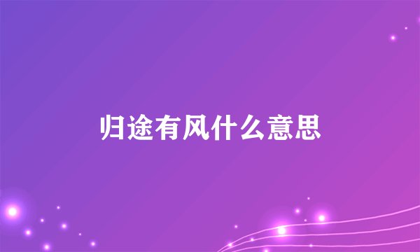 归途有风什么意思