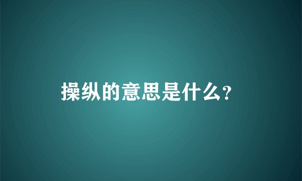 操纵的意思是什么？