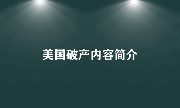 美国破产内容简介